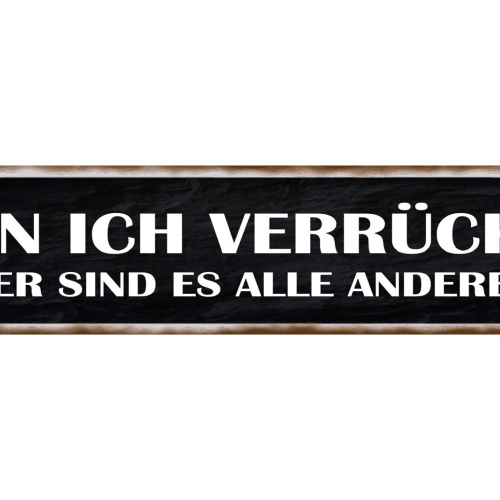 Schild Ich Bin Verrückt Oder Sind Es Alle Anderen Irre 46 x 10 Blech od. Holz