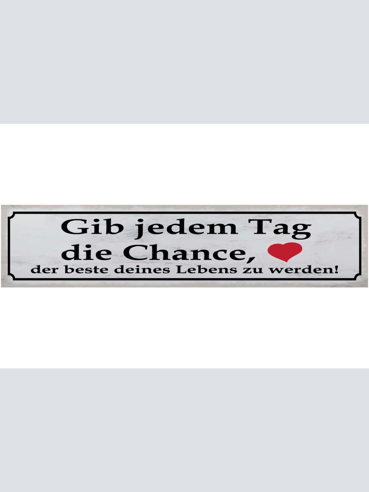 Schild Gib Jeden Tag Eine Chance Bester Tag Des Lebens 46 x 10 Blech od. Holz