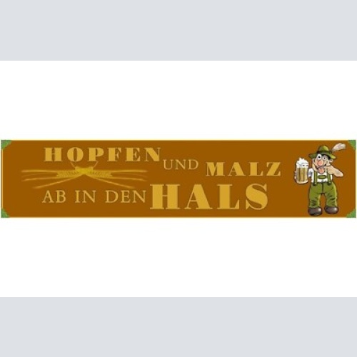 Schild hopfen malz hals bier alkohol glas bar lokal wirt 46 x 10 blech od. holz