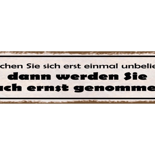 Schild Machen Sie Sich Erstmal Unbeliebt Ernst Genommen 46 x 10 Blech od. Holz