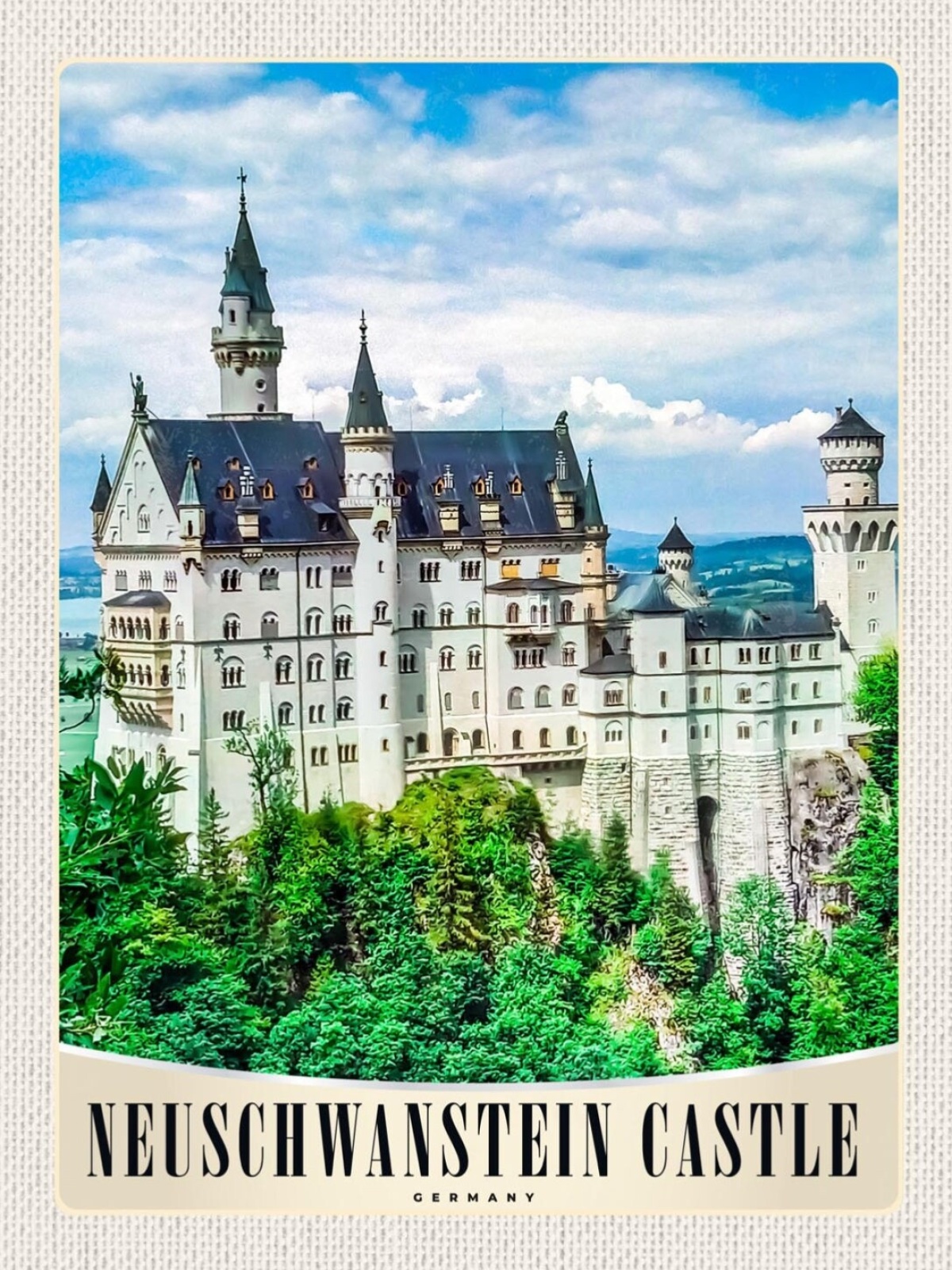 Schild Neuschwanstein Castle Schloss GER D 12x18 20x30 30x40 Blech od. Holz