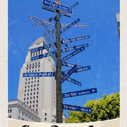 Schild Los Angeles USA Kalifornien Wegweiser Stadt 12x18 20x30 30x40 Blech/Holz