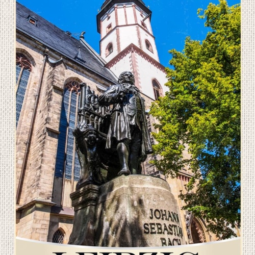 Schild Leipzig Germany Deutschland Bach Denkmal 12x18 20x30 30x40 Blech/Holz