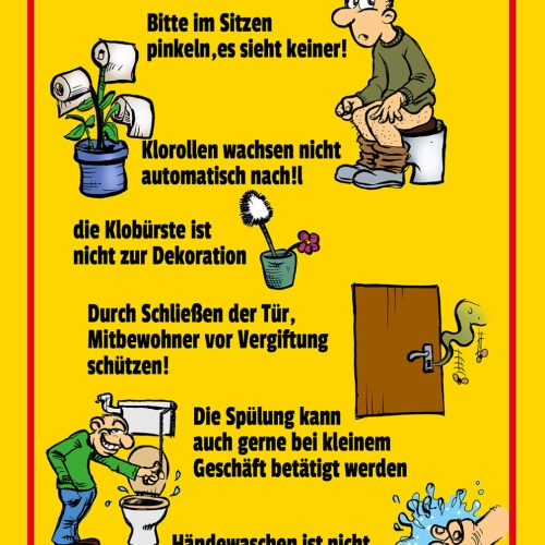 Schild Spruch Klo Ordnung Bitte im Sitzen pinkeln es sieht keiner JW