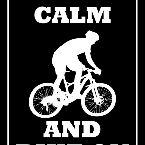 Schild Spruch Keep calm and Bike on Ruhig bleiben weiter radeln Fahrrad JW