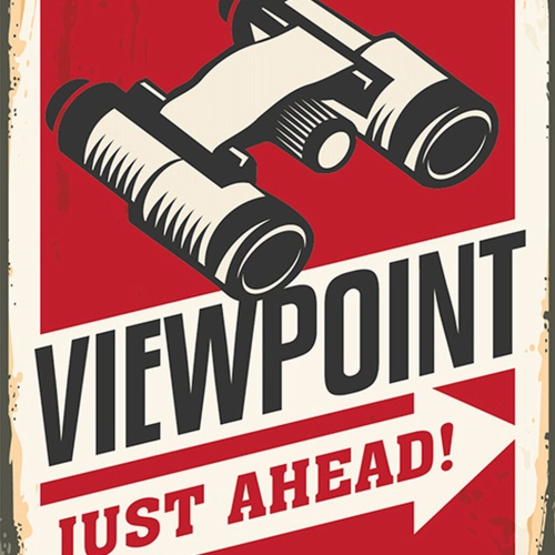 Schild Spruch Viewpoint Just ahead Nationalpark Aussichtspunkt Comic JW