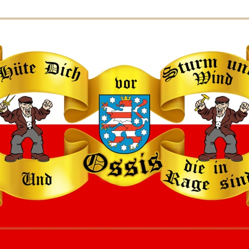 Schild Spruch Hüte dich vor Strum und Wind und Ossis die in Rage sind DDR JW