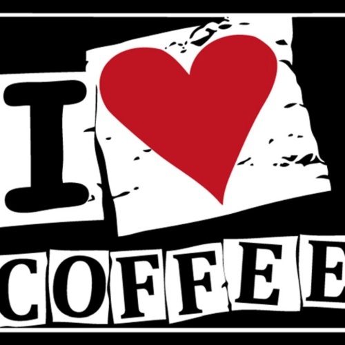 Schild Spruch I love coffee Ich liebe Kaffee JW