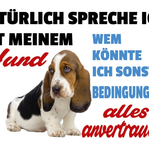 Schild Spruch Natürlich spreche ich mit meinem Hund Wem könnte ich sonst JW