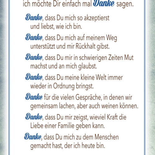 Schild Spruch Lieber Papa Ich möchter dir einfach mal Danke sagen Familie JW