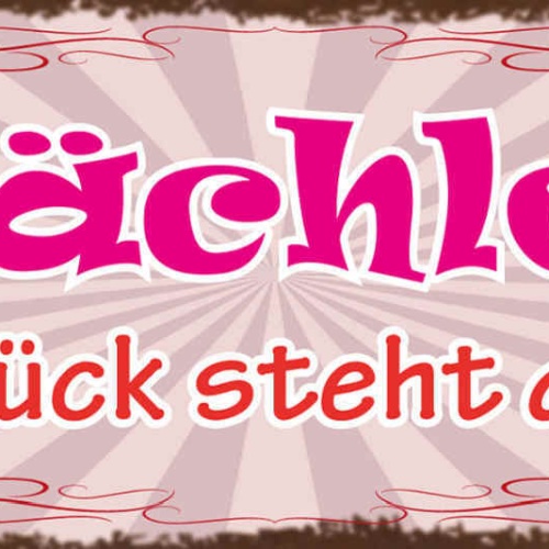 Schild Lächle Das Glück Steht Dir Gut Lachen Optimistisch 27x10 Blech od.Holz