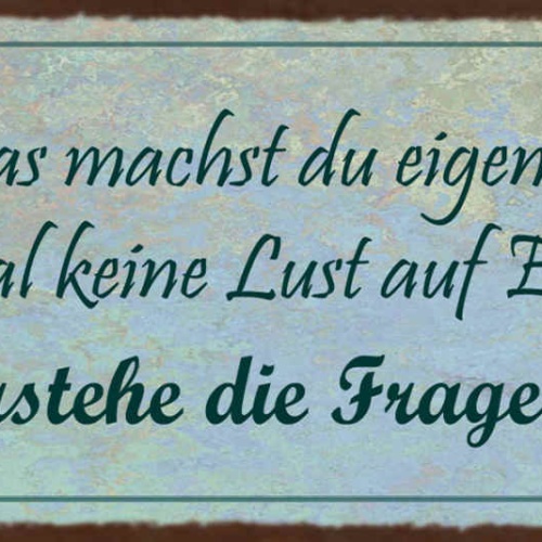 Schild Was Machst Du Eigentlich Wenn Du Keine Lust Auf Essen Hast Frage 27x10