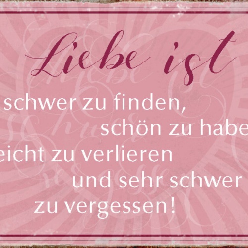 Schild Spruch Liebe ist Schwer zu finden Sehr schwer zu vergessen JW