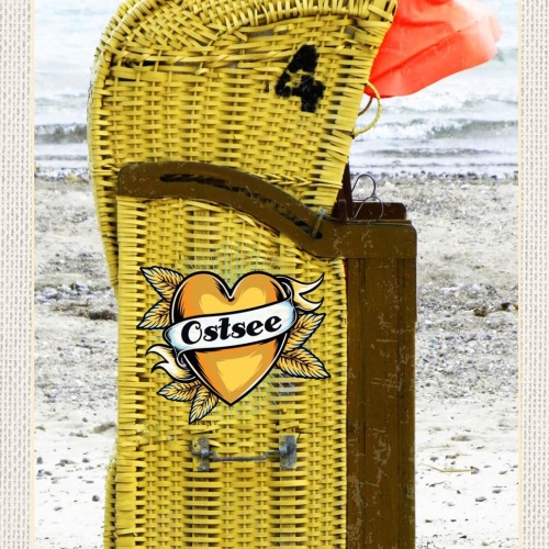 Schild Spruch Herz Liebe Ostsee Deutschland Strandkorb Strand Meer JW