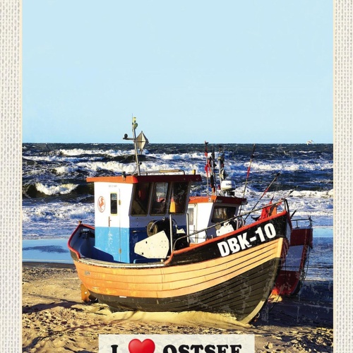 Schild Spruch I Love Ostsee Meer Strand Schiff JW