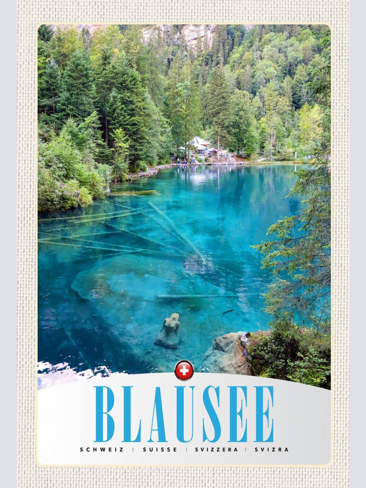 Schild Spruch Blausee Switzerland Schweiz Wald JW
