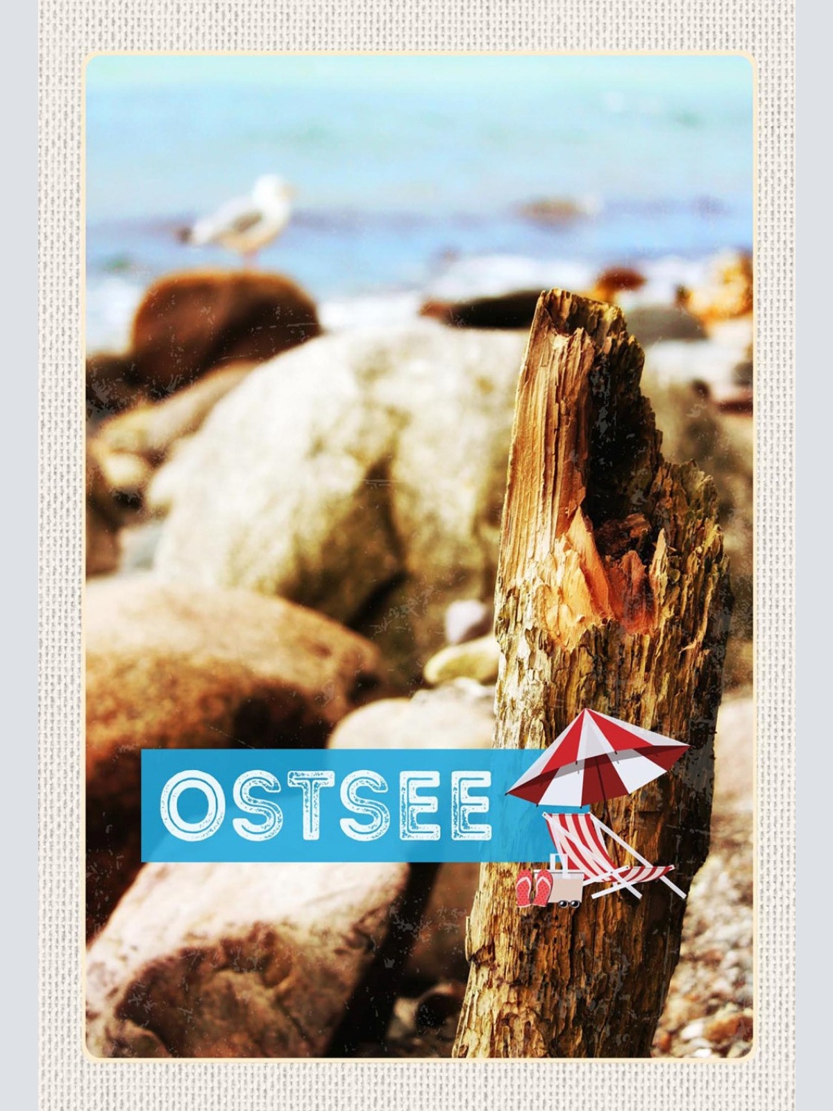 Schild Spruch Ostsee Deutschland Meer Möwe Pflock JW