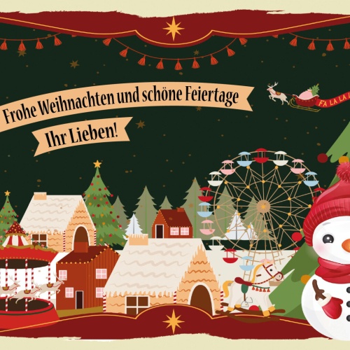 Schild Spruch Frohe Weihnachten und schöne Feiertag ihr Lieben Comic JW