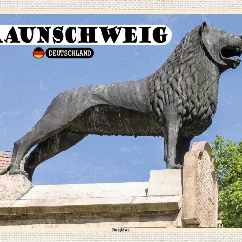 Schild Spruch Braunschweig Deutschland Burglöwe JW