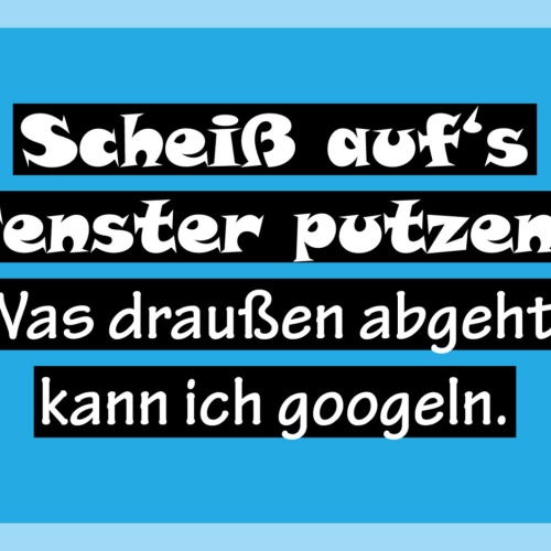 Schild Spruch Scheiß aufs Fenster putzen Was draußen abgeht kann ich googeln JW