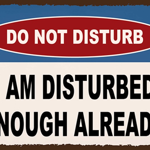 Schild Spruch Do not disturb Nicht stören Bin gestört genug JW