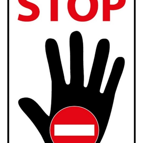 Schild Spruch Stop Einfahrt verboten Hand Achtung Warnung JW
