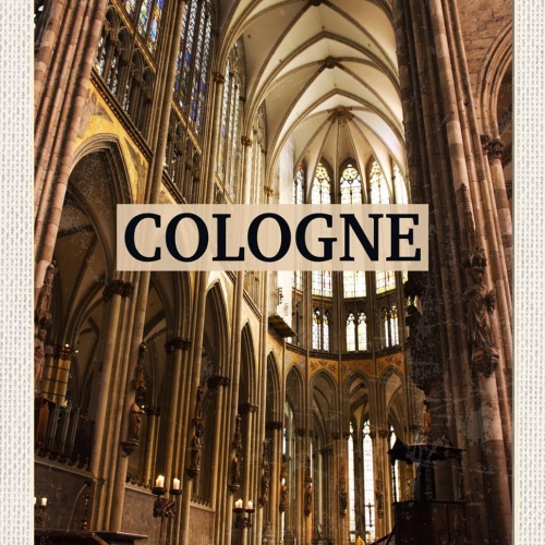 Schild Spruch Cologne Germany Köln Deutschland Dom Innenansicht Kirchenschiff JW