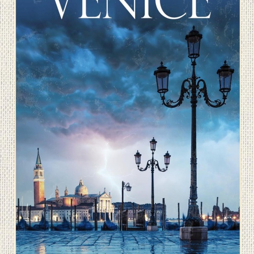 Schild Spruch Venice Venedig Italy Italien Dogenpalast Meer Gewitter Blitz JW
