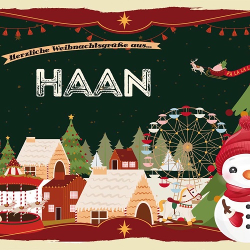 Schild Spruch Herzliche Weihnachtsgrüße aus Haan Comic Schneemann JW