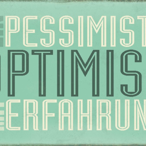 Schild Spruch Ein Pessimist ist ein Optimist mit Erfahrung JW