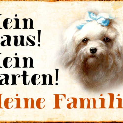 Schild Spruch Mein Haus Mein Garten Meine Familie Hund JW