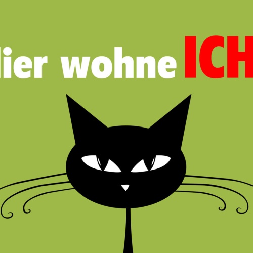 Schild Spruch Hier wohne Ich Katze Comic JW