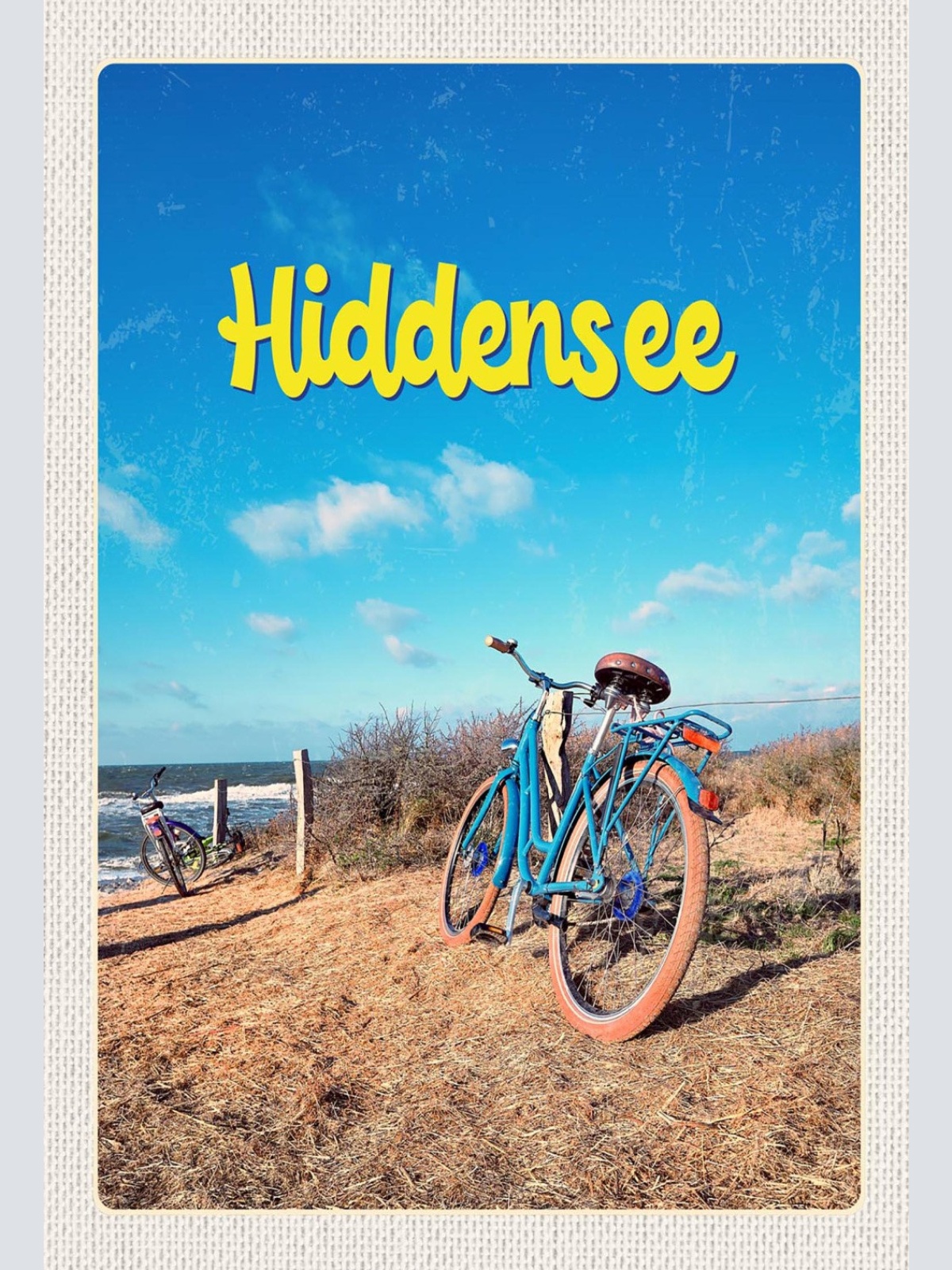 Schild Spruch Hiddensee Deutschland Strand Meer Fahrräder JW