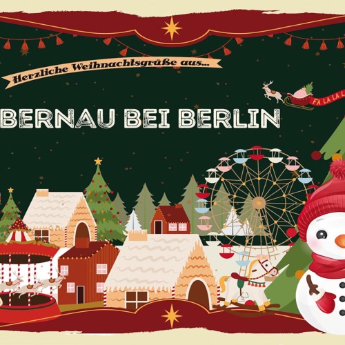 Schild Spruch Herzliche Weihnachtsgrüße aus Bernau bei Berlin Comic JW