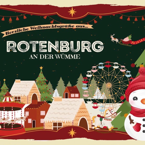 Schild Spruch Herzliche Weihnachtsgrüße aus Rotenburg an der Wümme Comic JW