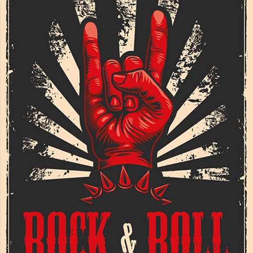 Schild Spruch Rock and Roll Hand Zeichen Comic JW
