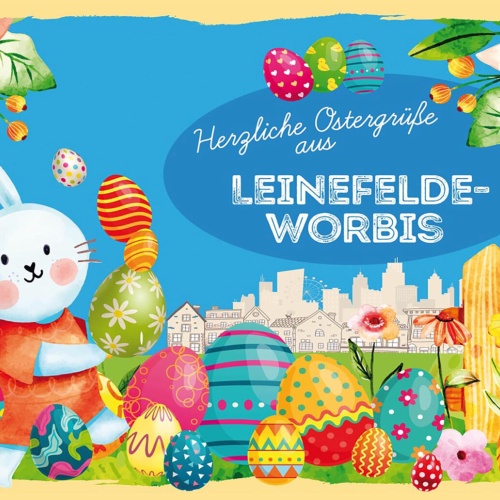Schild Spruch Herzliche Ostergrüße aus Leinefelde-Worbis JW