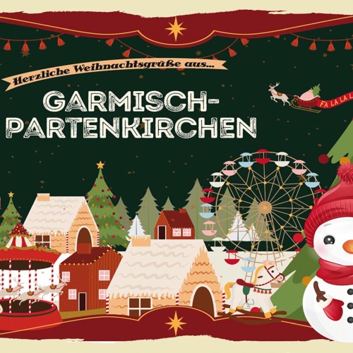 Schild Spruch Herzliche Weihnachtsgrüße aus Garmisch-Partenkirchen JW