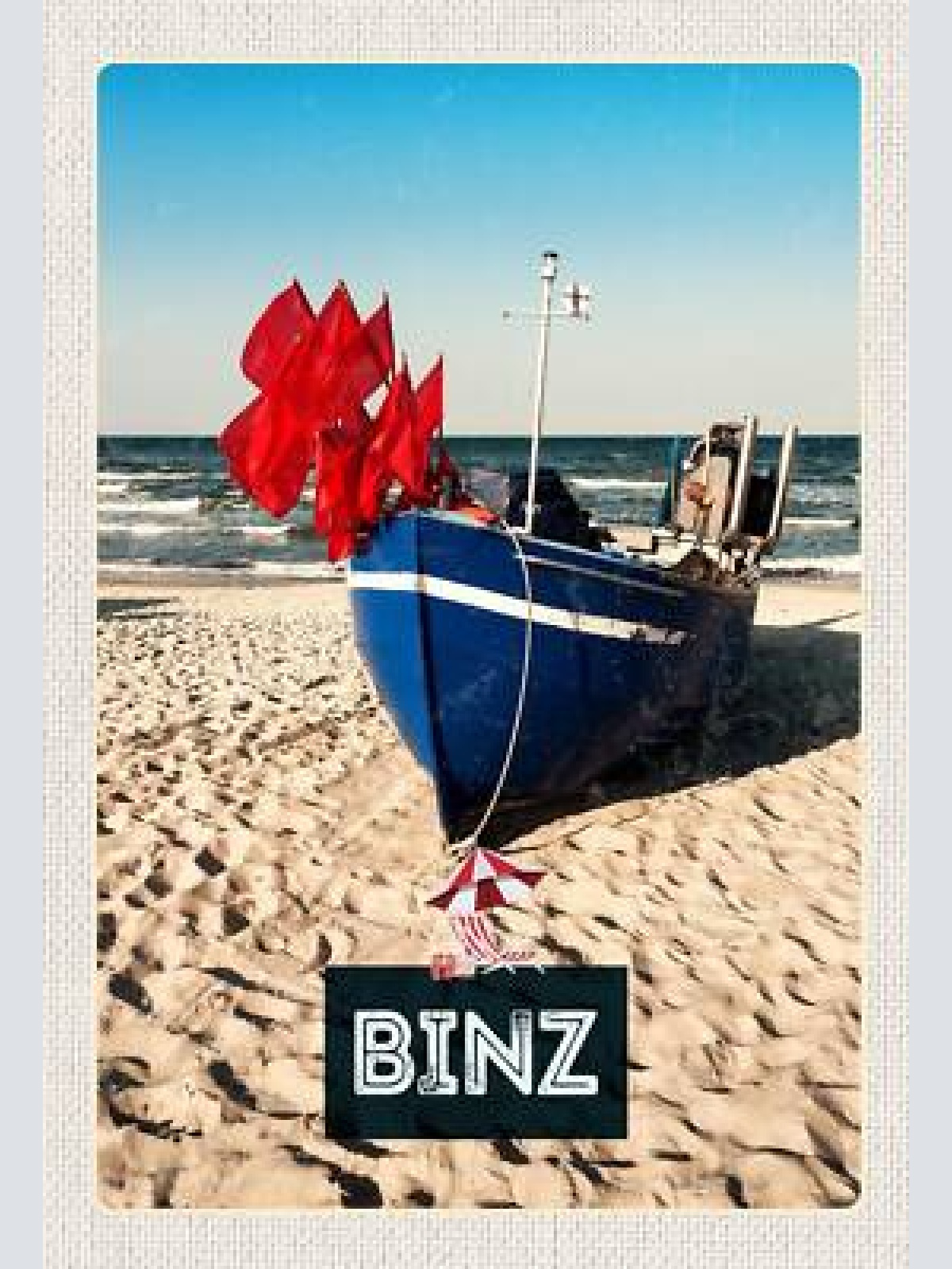 Schild spruch binz strand meer schiff jw