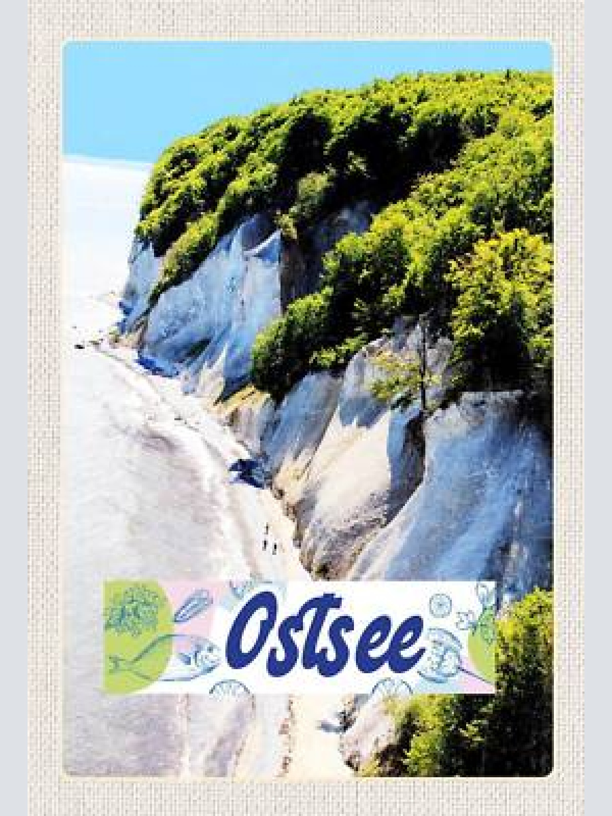 Schild spruch ostsee deutschland meer felsen wald strand jw