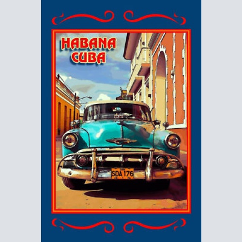 Schild Spruch Habana Cuba Havanna Kuba Auto Oldtimer JW