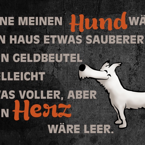 Schild Spruch Ohne Hund wäre mein Haus sauberer aber mein Herz leer Comic JW