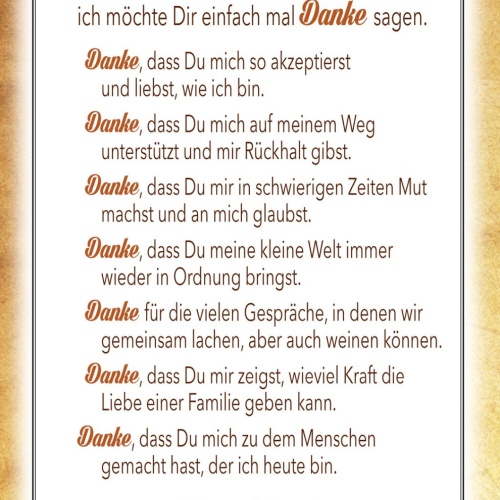 Schild Spruch Liebe Mama Ich möchte dir einfach mal Danke sagen JW