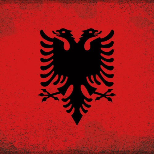 Schild Spruch Nationalflagge Albanien JW