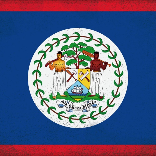 Schild Spruch Nationalflagge Belize JW