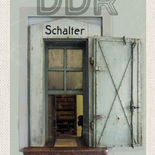 Schild Spruch DDR Schalter Fenster JW