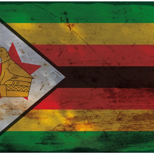 Schild Spruch Nationalflagge Simbabwe JW