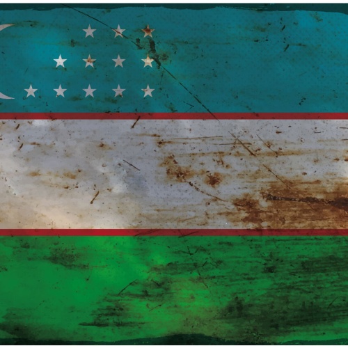 Schild Spruch Nationalflagge Usbekistan JW