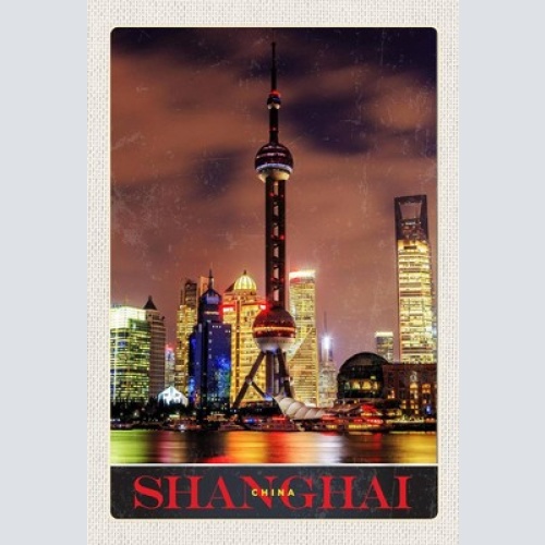 Schild spruch shanghai china wolkenkratzer nacht hafen jw