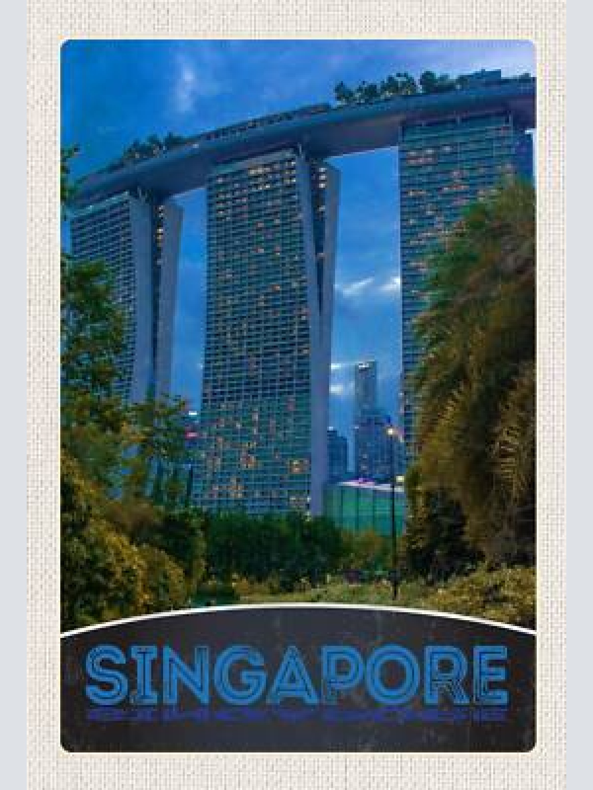 Schild spruch singapore stadt hochhäuser gebüsch jw